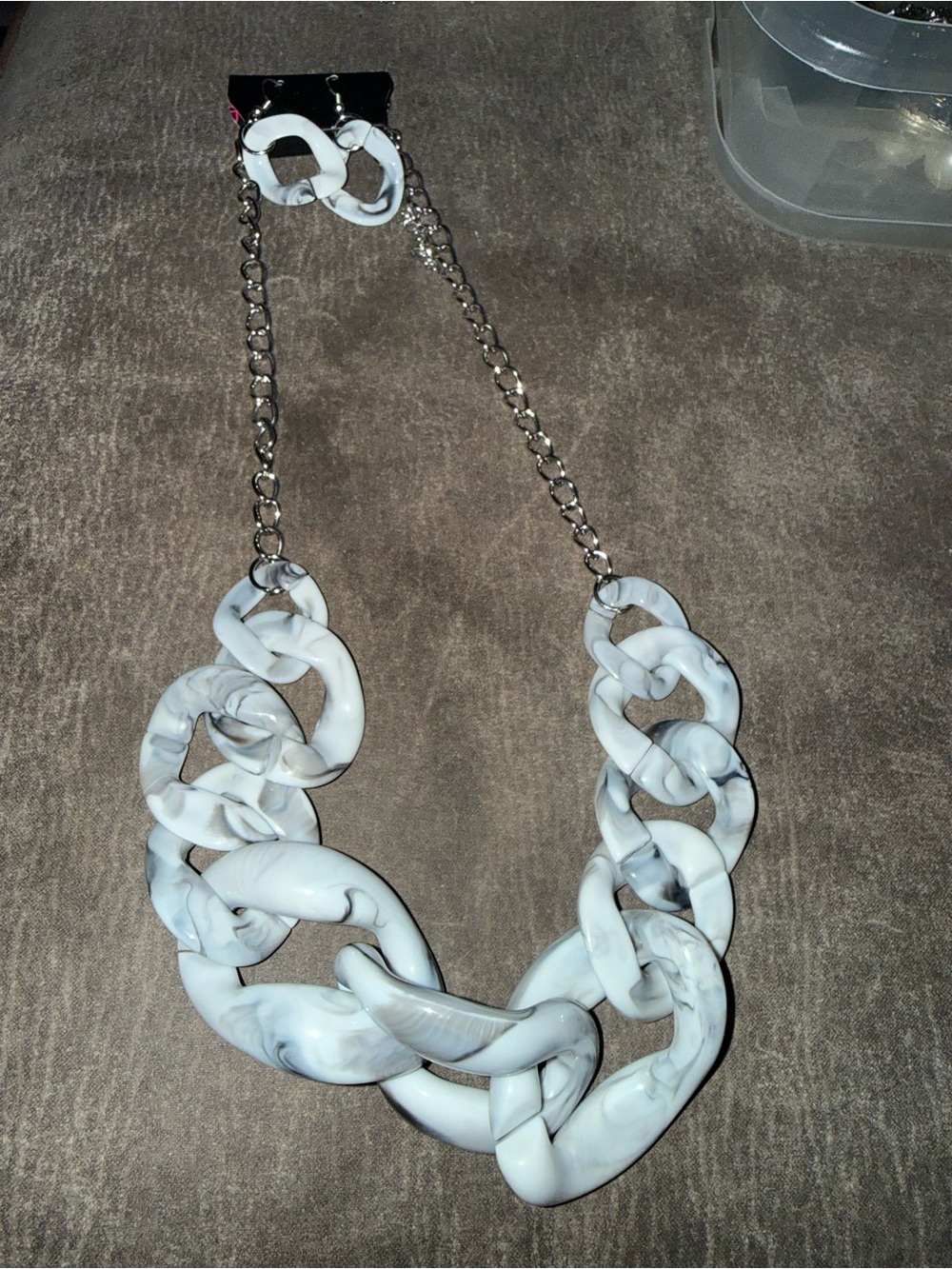 Marbled White Link Statement Necklace